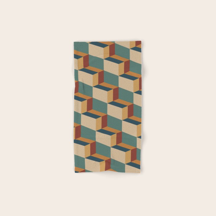 Cuboid Geometric Abstract Shapes Pattern X Bath Towel Gallery Image 1