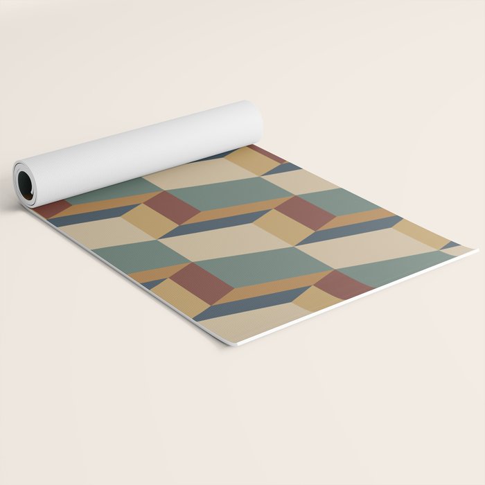 Cuboid Geometric Abstract Shapes Pattern X Yoga Mat Gallery Image 2