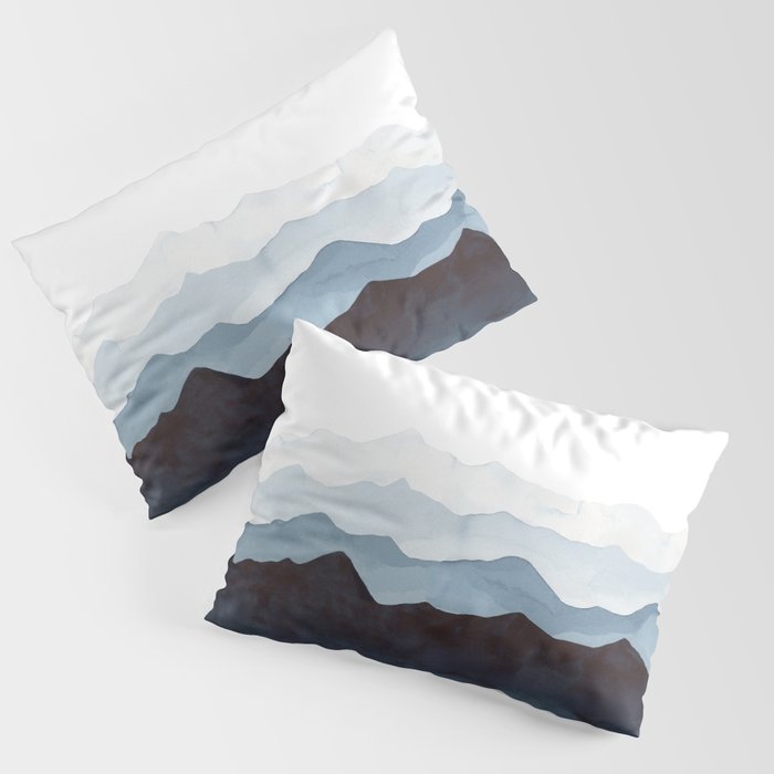 Indigo Mountains Landscape Pillow Sham Gallery Image 1