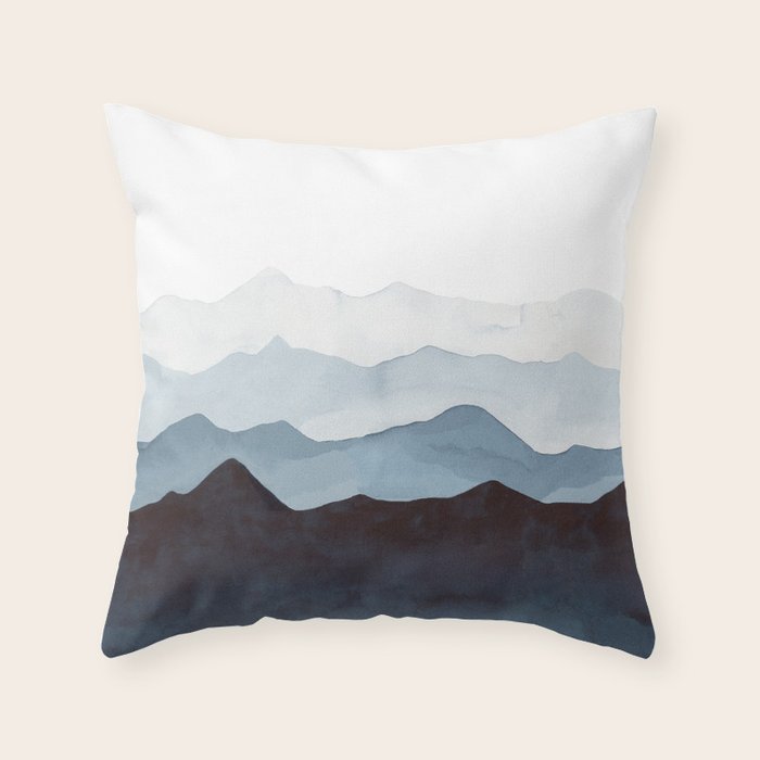 Indigo Mountains Landscape Throw Pillow Gallery Image 1