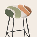 Abstract Shapes 55.2 in Sage Green and Terracotta (Rainbow Abstraction) Stool Gallery Image 2