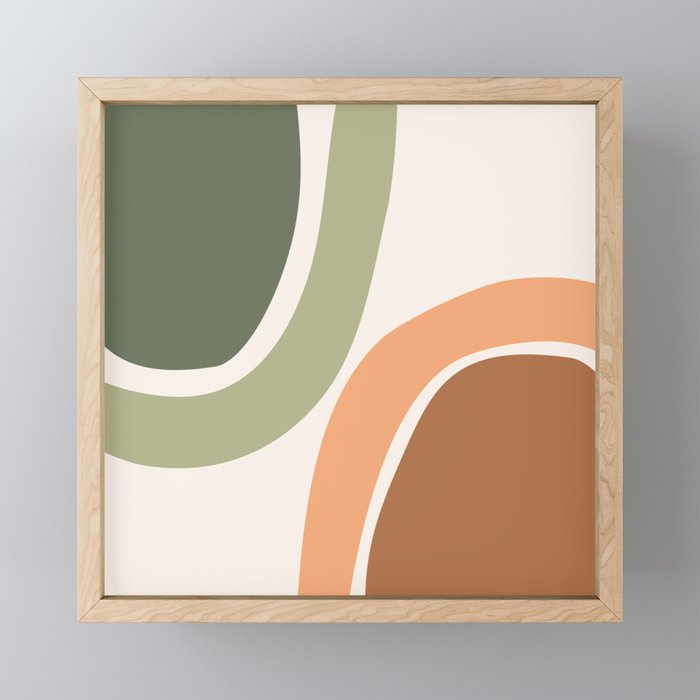 Abstract Shapes 55.2 in Sage Green and Terracotta (Rainbow Abstraction) Mini Art Print Gallery Image 1