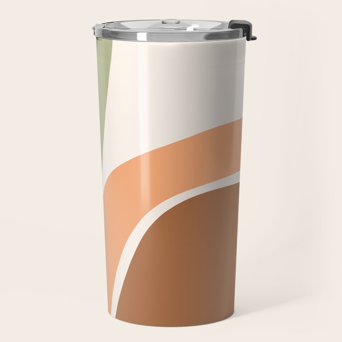 Abstract Shapes 55.2 in Sage Green and Terracotta (Rainbow Abstraction) Travel Mug Gallery Image 2