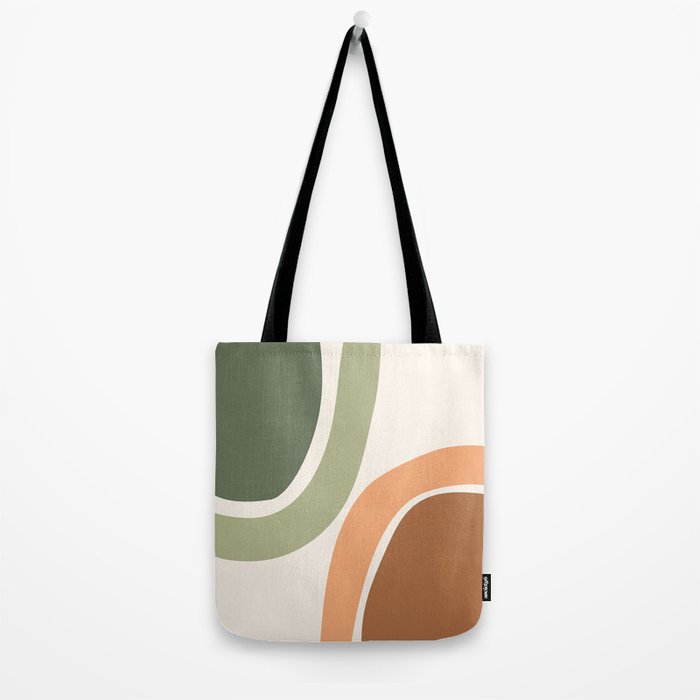 Abstract Shapes 55.2 in Sage Green and Terracotta (Rainbow Abstraction) Tote Bag Gallery Image 2
