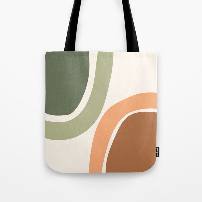 Abstract Shapes 55.2 in Sage Green and Terracotta (Rainbow Abstraction) Tote Bag Gallery Image 1