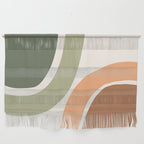 Abstract Shapes 55.2 in Sage Green and Terracotta (Rainbow Abstraction) Wall Hanging Gallery Image 1