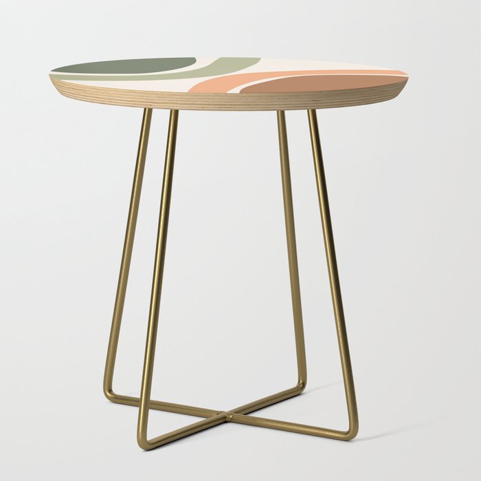 Abstract Shapes 55.2 in Sage Green and Terracotta (Rainbow Abstraction) Side Table Gallery Image 1
