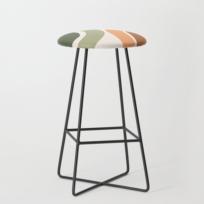 Abstract Shapes 55.2 in Sage Green and Terracotta (Rainbow Abstraction) Stool Gallery Image 1