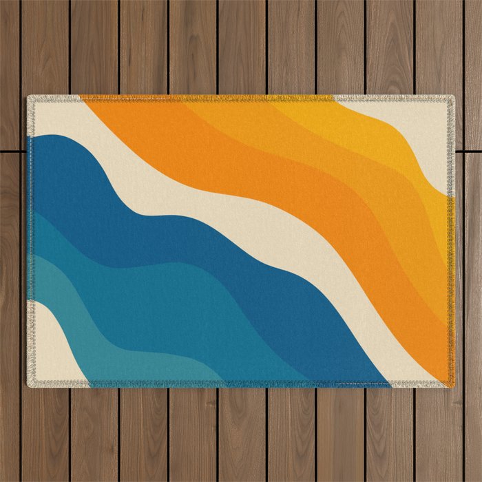Minimalist abstract waves Outdoor Rug Gallery Image 1