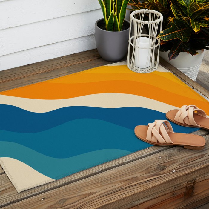 Minimalist abstract waves Outdoor Rug Gallery Image 2