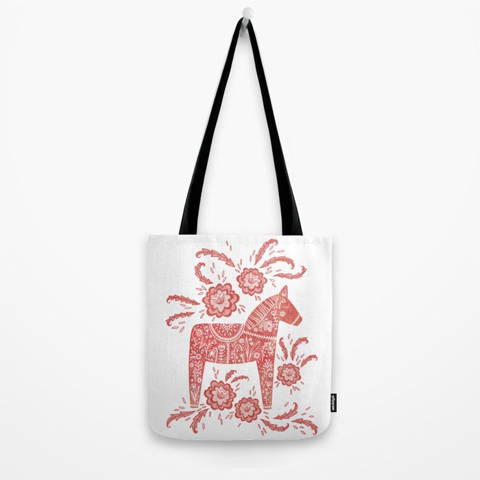 Swedish Dala Horse Red Tote Bag Gallery Image 2