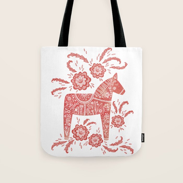 Swedish Dala Horse Red Tote Bag Gallery Image 1