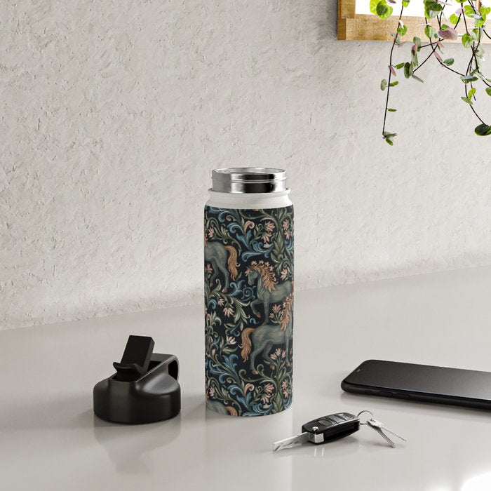 Whimsical Horses Botanicals II Water Bottle Gallery Image 4