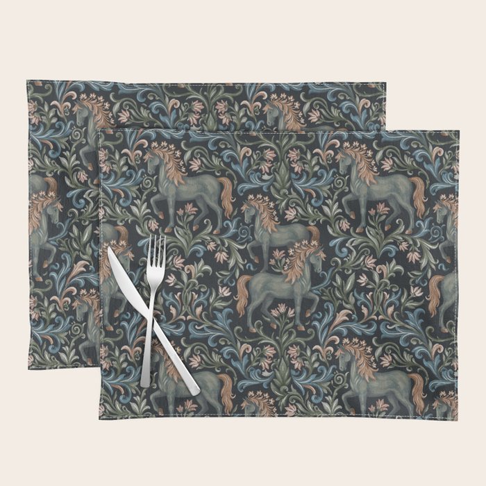 Whimsical Horses Botanicals II Placemat Gallery Image 1