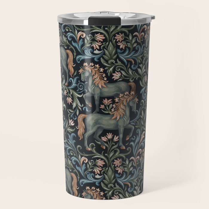 Whimsical Horses Botanicals II Travel Mug Gallery Image 1