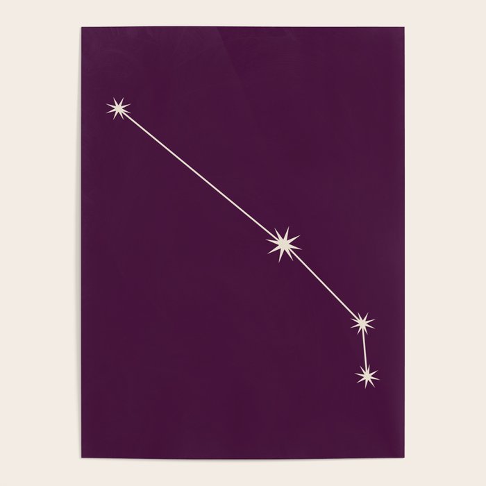 Aries Zodiac Star Constellation Line Art Plum Purple Poster Gallery Image 4