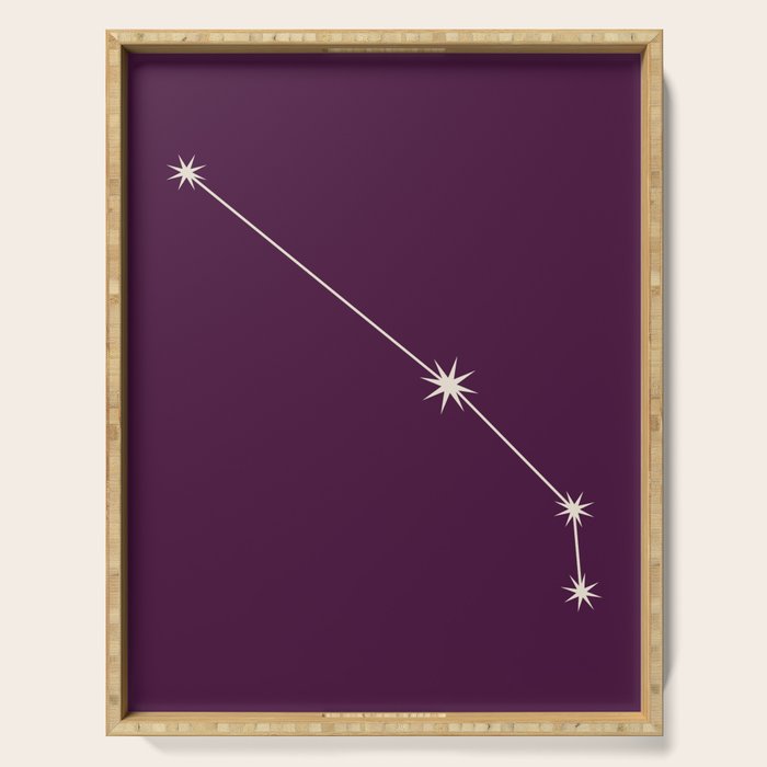 Aries Zodiac Star Constellation Line Art Plum Purple Serving Tray Gallery Image 1
