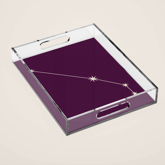 Aries Zodiac Star Constellation Line Art Plum Purple Acrylic Tray Gallery Image 1