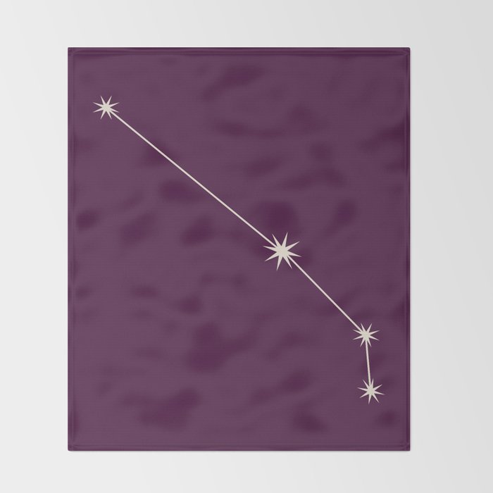 Aries Zodiac Star Constellation Line Art Plum Purple Throw Blanket Gallery Image 2