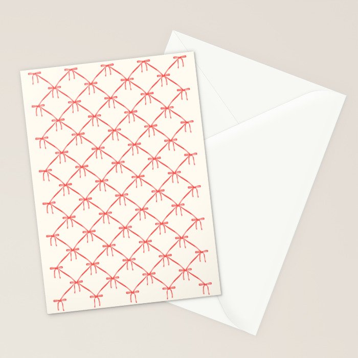Bows & Ribbons Pattern II Red Stationery Card Gallery Image 2