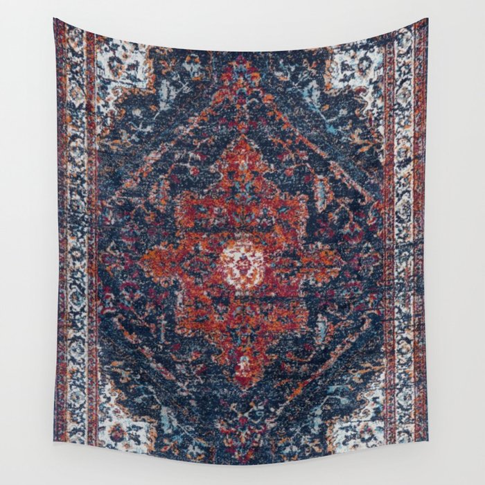 Persian blue and red retro rug Wall Tapestry Gallery Image 4