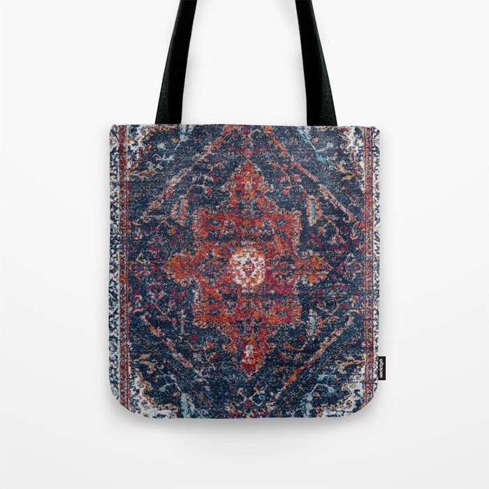 Persian blue and red retro rug Tote Bag Gallery Image 1