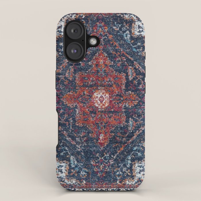 Persian blue and red retro rug iPhone Case Gallery Image 1