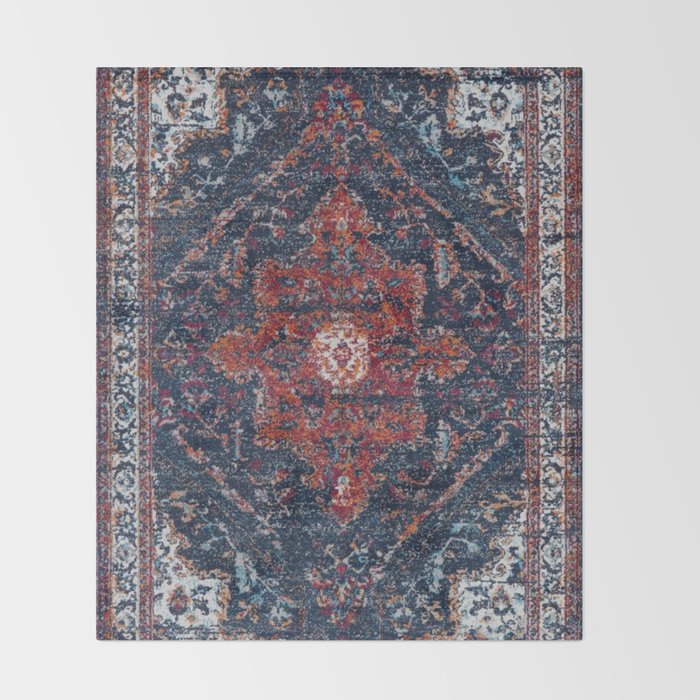 Persian blue and red retro rug Throw Blanket Gallery Image 2