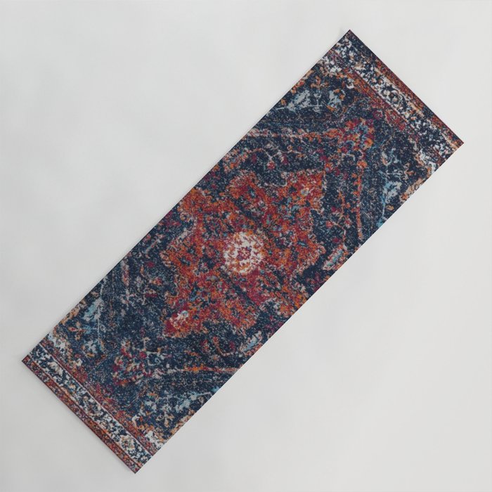 Persian blue and red retro rug Yoga Mat Gallery Image 1