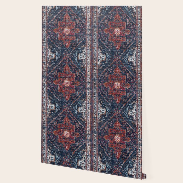 Persian blue and red retro rug Wallpaper Gallery Image 2