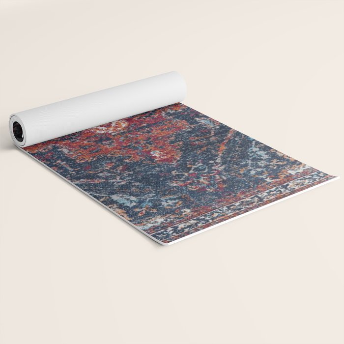 Persian blue and red retro rug Yoga Mat Gallery Image 2