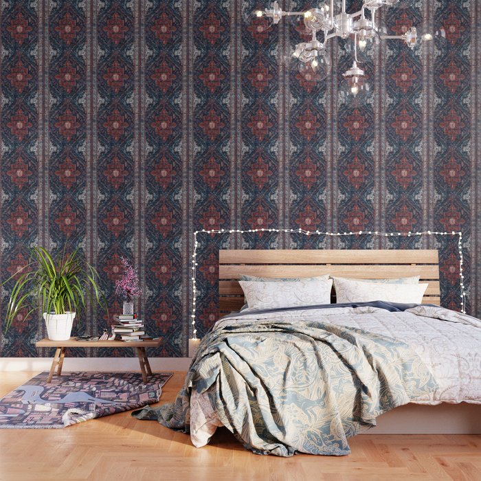 Persian blue and red retro rug Wallpaper Gallery Image 3