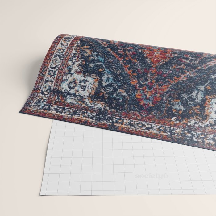 Persian blue and red retro rug Wrapping Paper Gallery Image 2