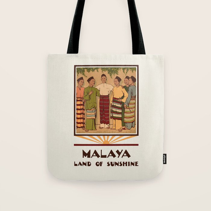 Malaysia and Singapore Vintage travel poster,  1930s Tote Bag Gallery Image 1
