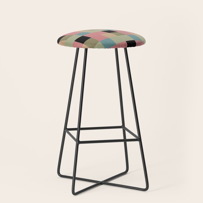 Geometric Trend in Pink Green and Black Stool Gallery Image 1