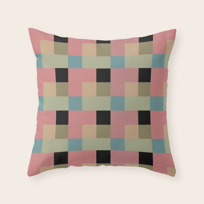 Geometric Trend in Pink Green and Black Throw Pillow Gallery Image 6