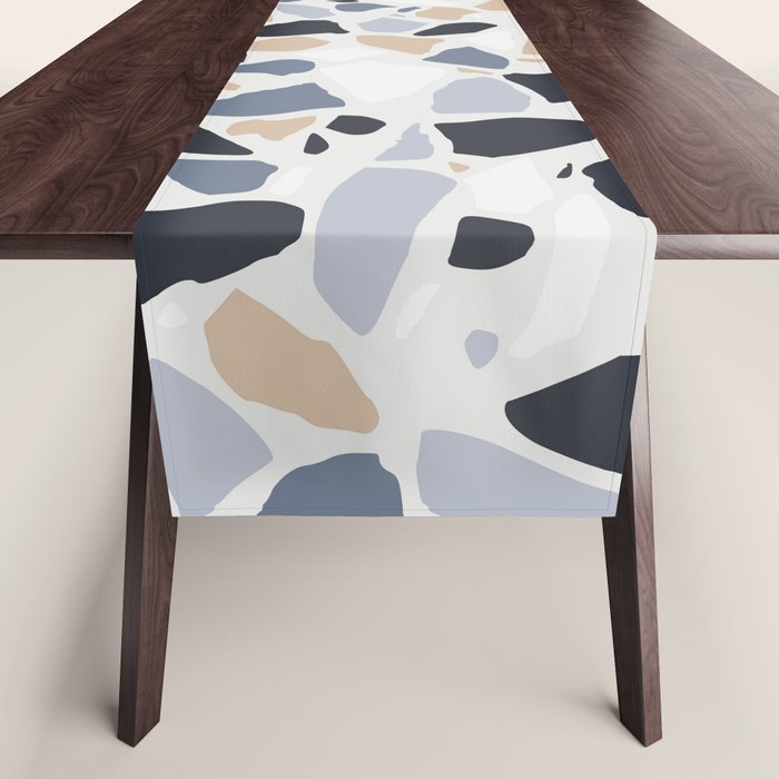 Terrazzo Mosaic Pattern, Gray and Neutral Table Runner Gallery Image 1