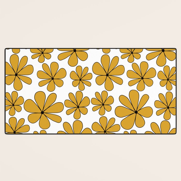 Retro Daisy Pattern II Yellow Desk Mat Gallery Image 3