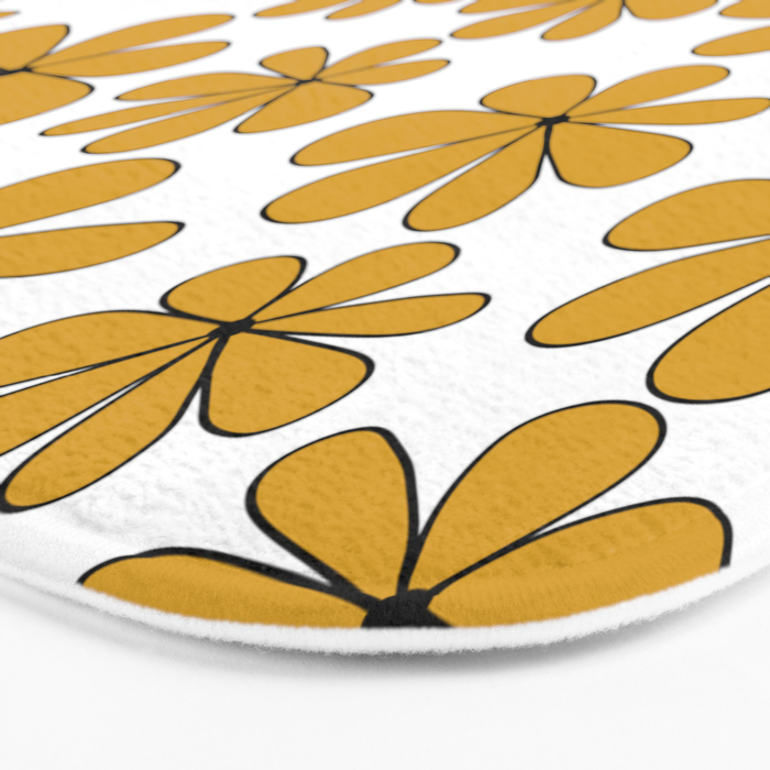 Retro Daisy Pattern II Yellow Bath Mat Gallery Image 3
