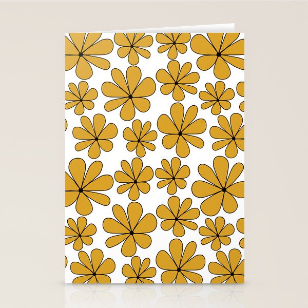 Retro Daisy Pattern II Yellow Stationery Card Gallery Image 2