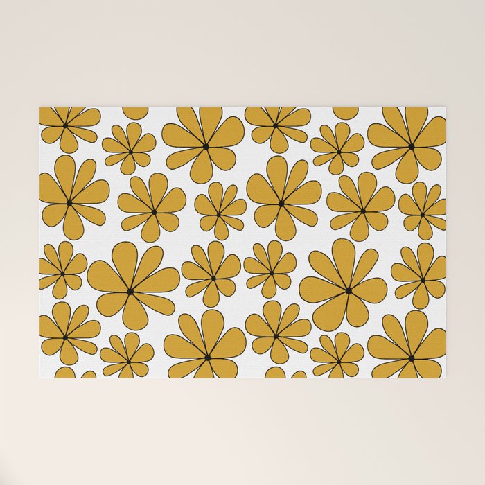 Retro Daisy Pattern II Yellow Welcome Mat Gallery Image 1