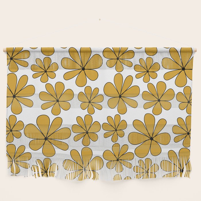 Retro Daisy Pattern II Yellow Wall Hanging Gallery Image 1