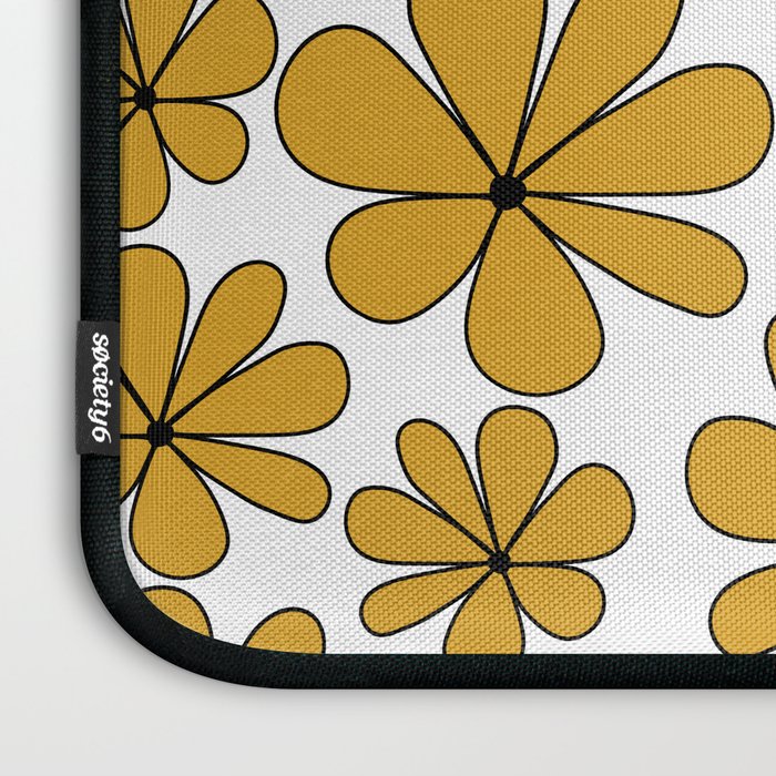 Retro Daisy Pattern II Yellow Laptop Sleeve Gallery Image 3