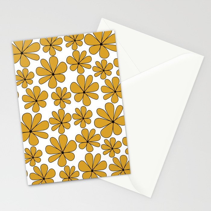 Retro Daisy Pattern II Yellow Stationery Card Gallery Image 2