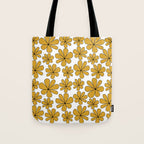 Retro Daisy Pattern II Yellow Tote Bag Gallery Image 1