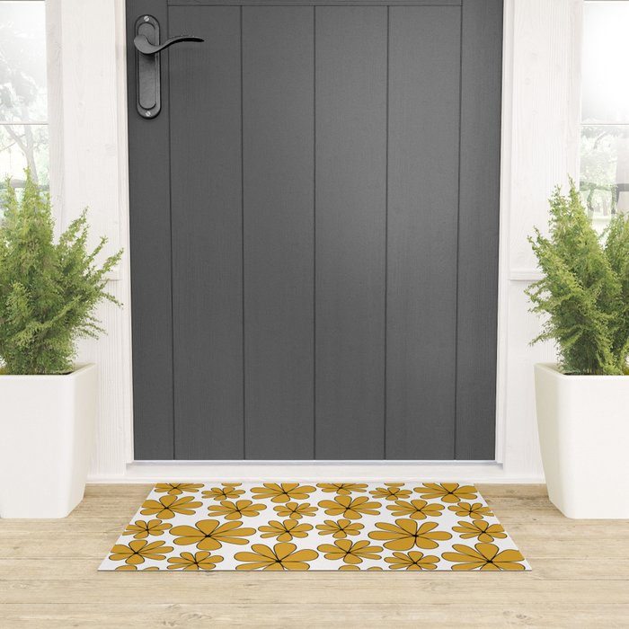 Retro Daisy Pattern II Yellow Welcome Mat Gallery Image 3