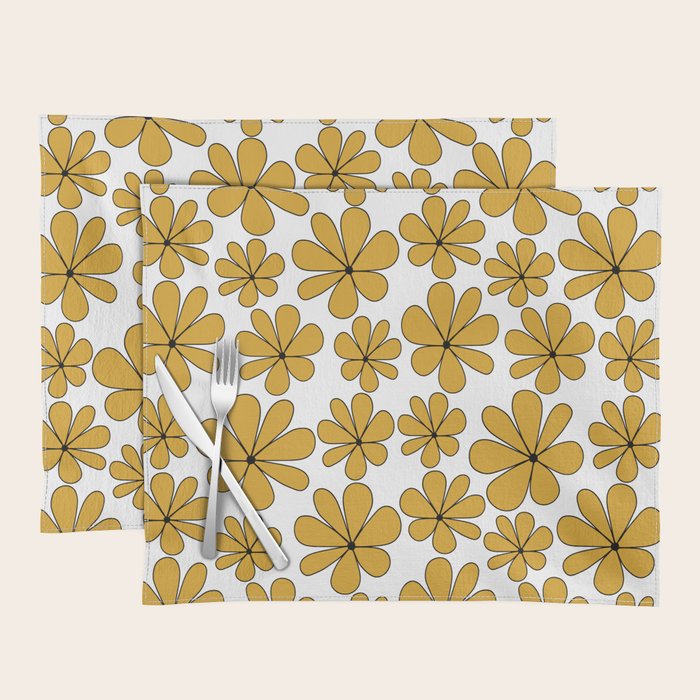 Retro Daisy Pattern II Yellow Placemat Gallery Image 1