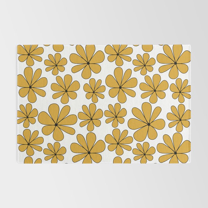 Retro Daisy Pattern II Yellow Rug Gallery Image 2