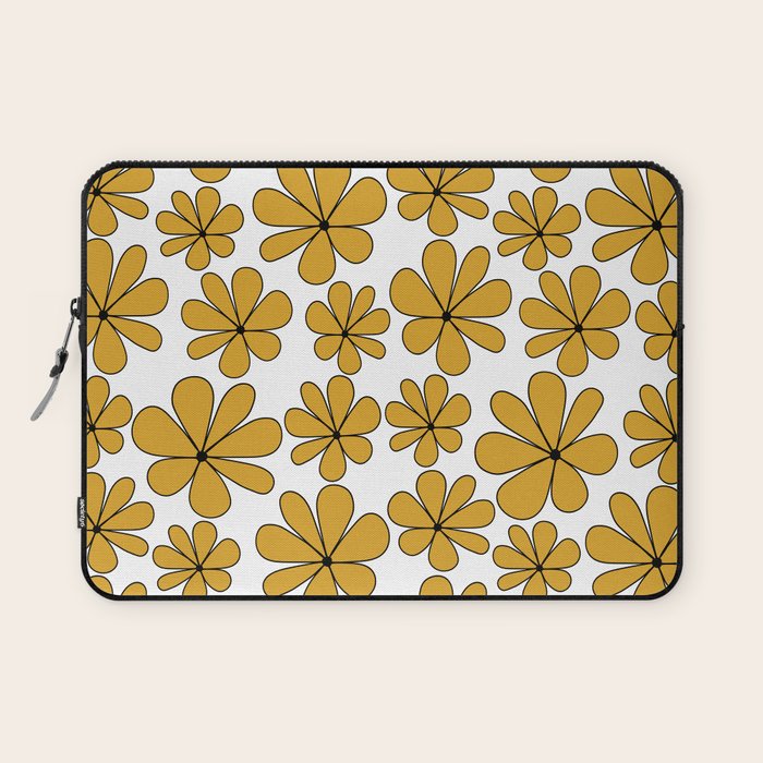 Retro Daisy Pattern II Yellow Laptop Sleeve Gallery Image 1