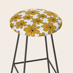 Retro Daisy Pattern II Yellow Stool Gallery Image 2